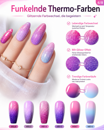 Set de 6 UV Thermo Gel Sparkle Bloom